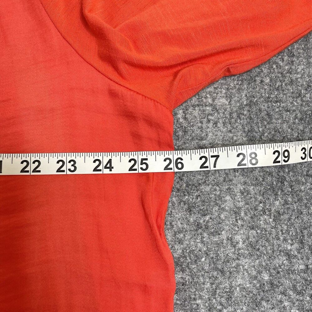 Chicos Top Size 3 Womens XL Orange 3/4 Sleeve Lightweight Knit Peasant Blouse - Picture 6 of 8